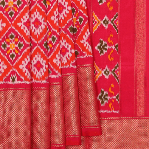 Pochampally Ikat Silk Rani Pink Saree
