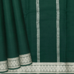 Dark Green Plain Mysore Crepe Silk Saree