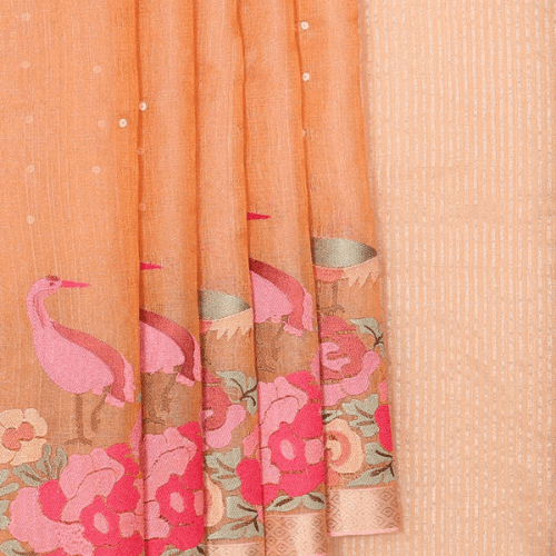 Organza Peach Colour Saree