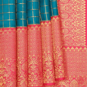 Kanchipattu Peacock Blue Brocade Saree