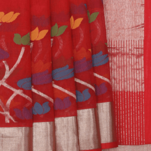 Venkatagiri-Cotton Coral-Pink Saree